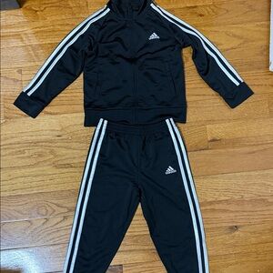 Adidas Black Tracksuit with White Accents
